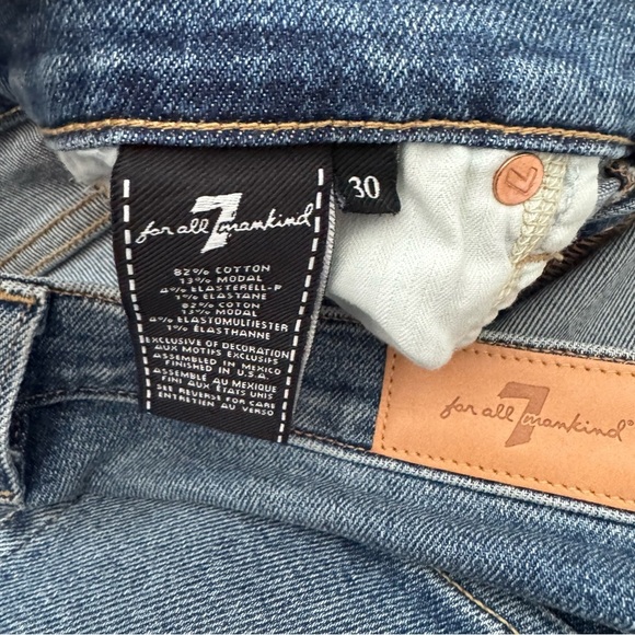 7 For All Mankind Luxe Vintage Sequin Cuff Cropped Boyfriend Jeans Size 30 - Picture 8 of 11